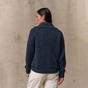Women's cotton full-zip cardigan von Filson | Navy / marl (Blue)