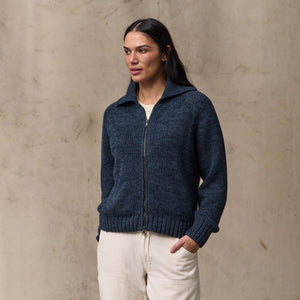 Women's cotton full-zip cardigan von Filson | Navy / marl (Blue)