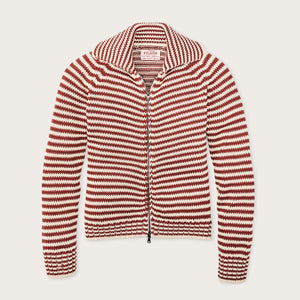 Women's cotton full-zip cardigan di Filson | Brick / sand stripe (Red)