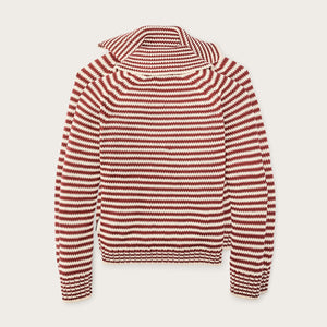 Women's cotton full-zip cardigan di Filson | Brick / sand stripe (Red)