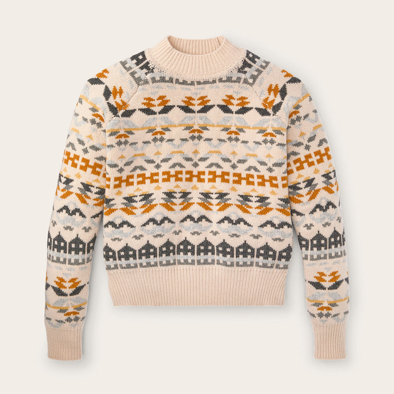 Women's fair isle merino sweater von Filson | Cream / blue jacquard (Beige)
