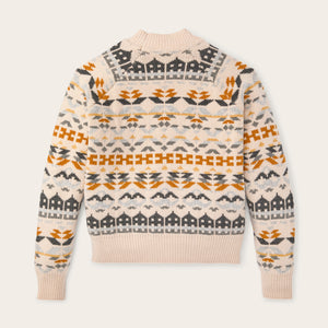 Women's fair isle merino sweater von Filson | Cream / blue jacquard (Beige)