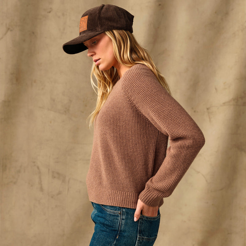 Women's waffle knit merino sweater di Filson | Brown heather (Brown)