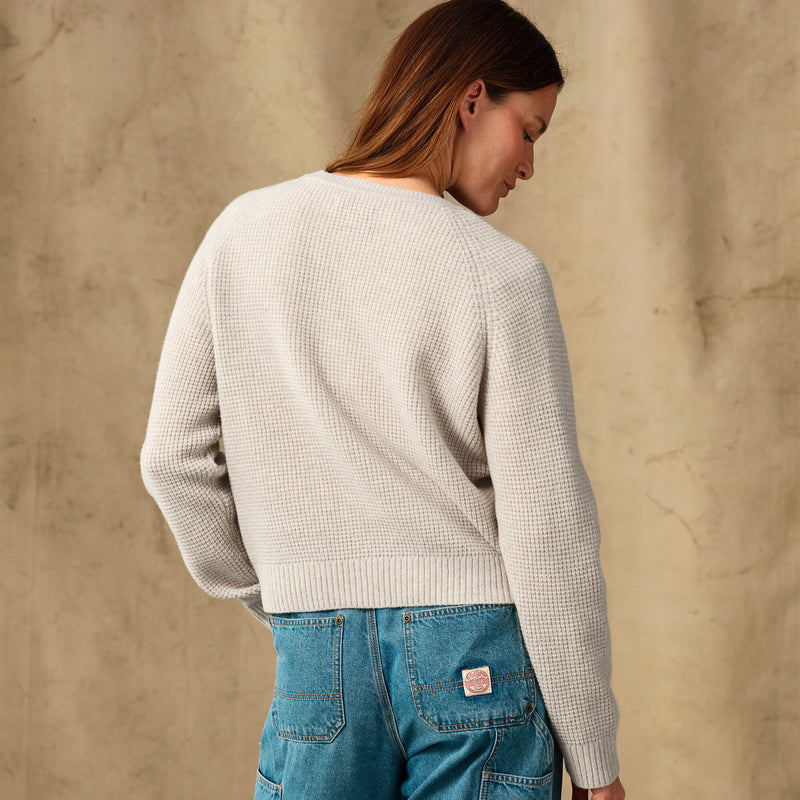 Women's waffle knit merino sweater by Filson | Oyster heather (Beige)