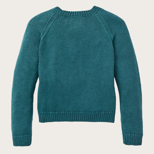 Women's cotton crewneck sweater par Filson | Teal (Blue)