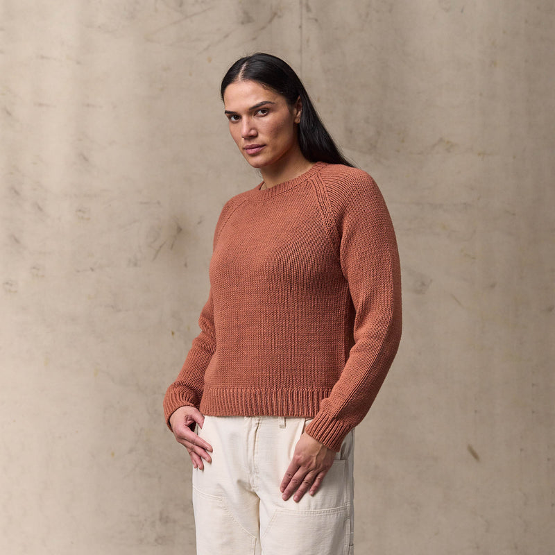 Women's cotton crewneck sweater by Filson | Copper brown (Red)