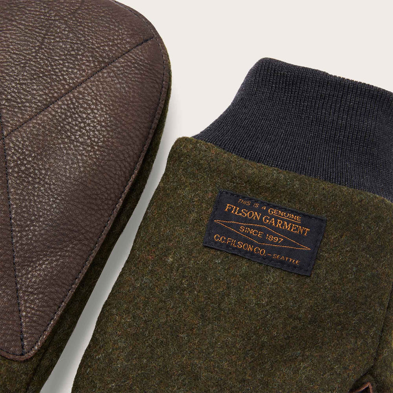 LEATHER PALM MACKINAW WOOL MITTENS