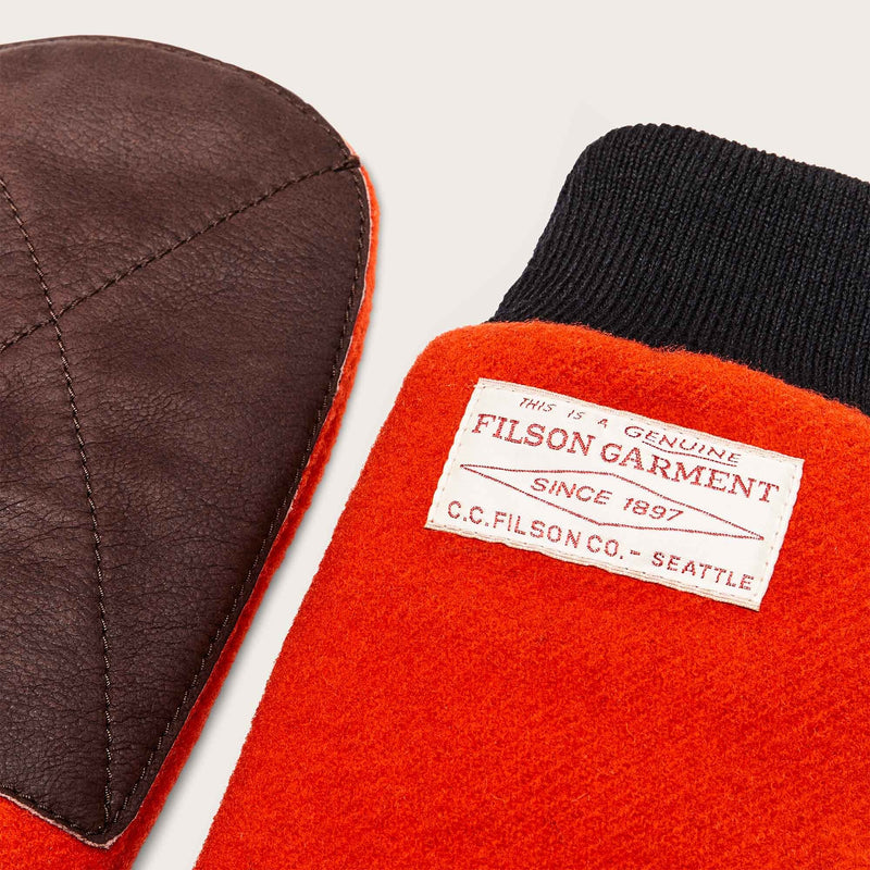 LEATHER PALM MACKINAW WOOL MITTENS