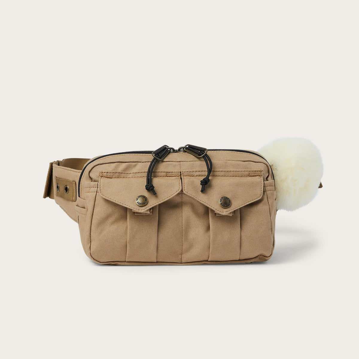 filson tackle bag Tin Cloth Fishing Pack wrap around the bag to cradle the load Compact fishing waist pack by