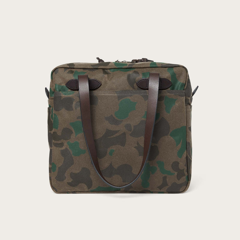 WAXED RUGGED TWILL TOTE BAG WITH ZIPPER