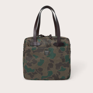 WAXED RUGGED TWILL TOTE BAG WITH ZIPPER