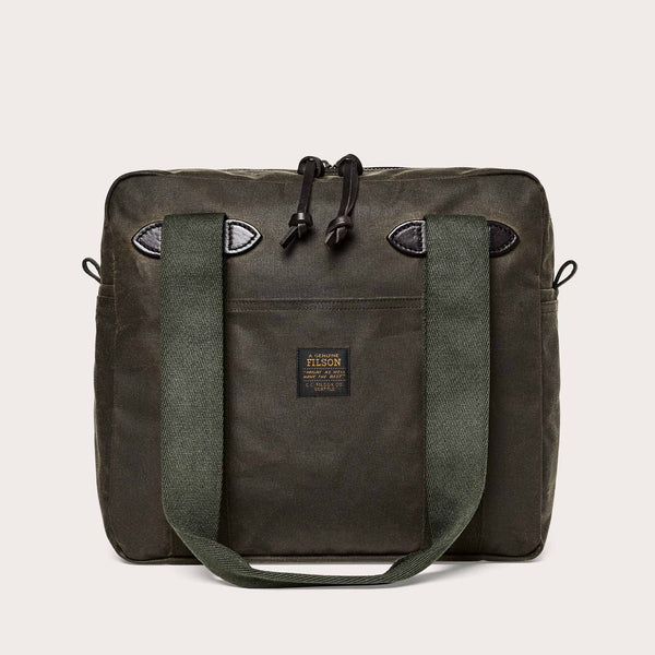 Tin cloth tote bag with zipper by Filson | Otter green (Green)