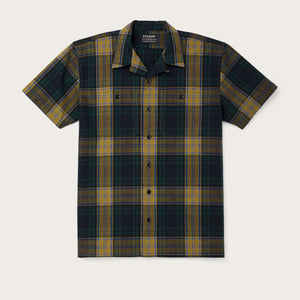 Rustic short sleeve camp shirt by Filson | Golden tan navy (Yellow)