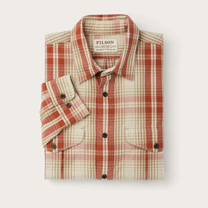 Filson's washed feather cloth shirt by Filson | River rock faded red (Red)
