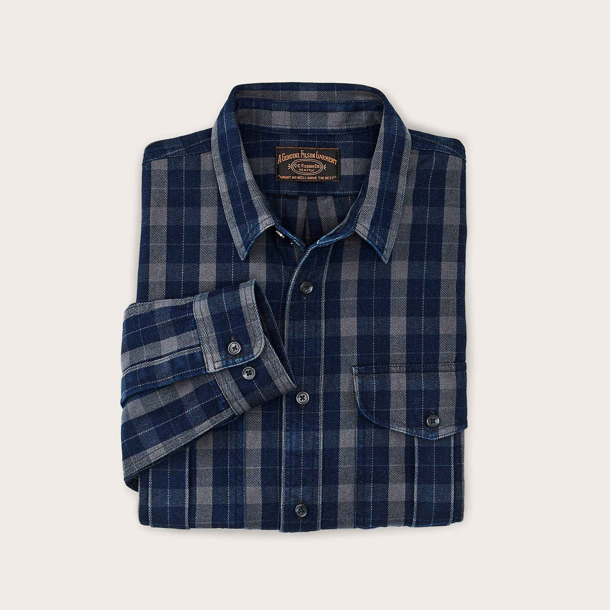 Vintage wash alaskan guide shirt by Filson | Indigo / faded