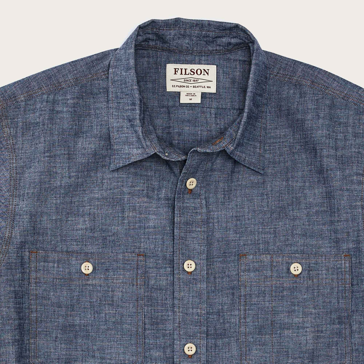 Short sleeve chambray shirt by Filson Indigo chambray Blue