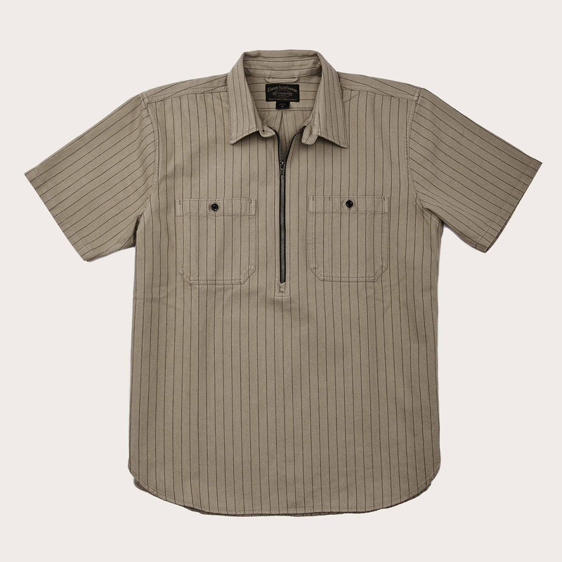 Short sleeve mechanic shirt by Filson | Tan herringbone/ gre (Beige)