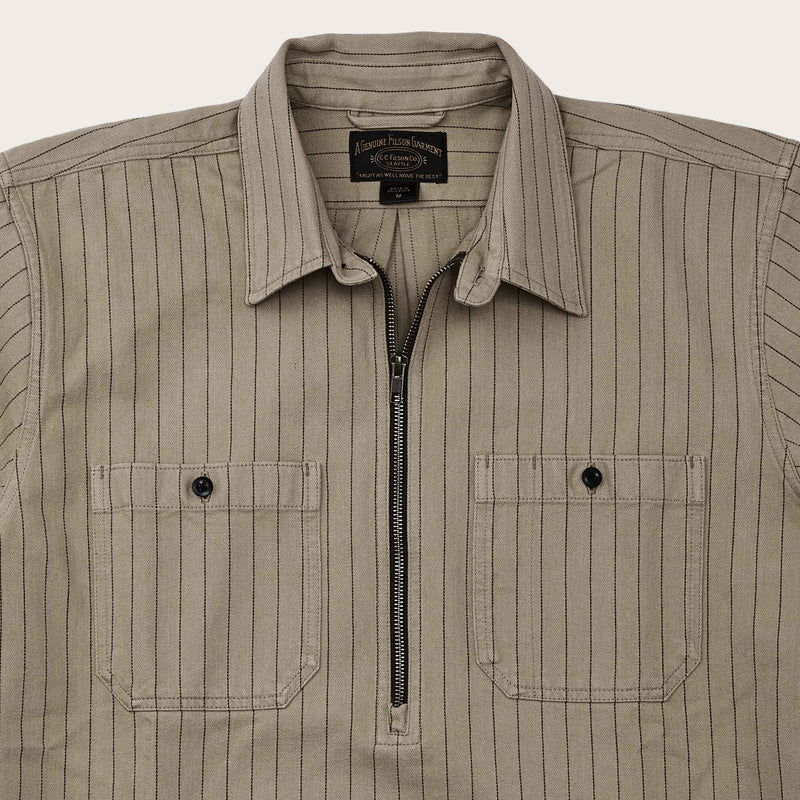 Short sleeve mechanic shirt by Filson | Tan herringbone/ gre (Beige)