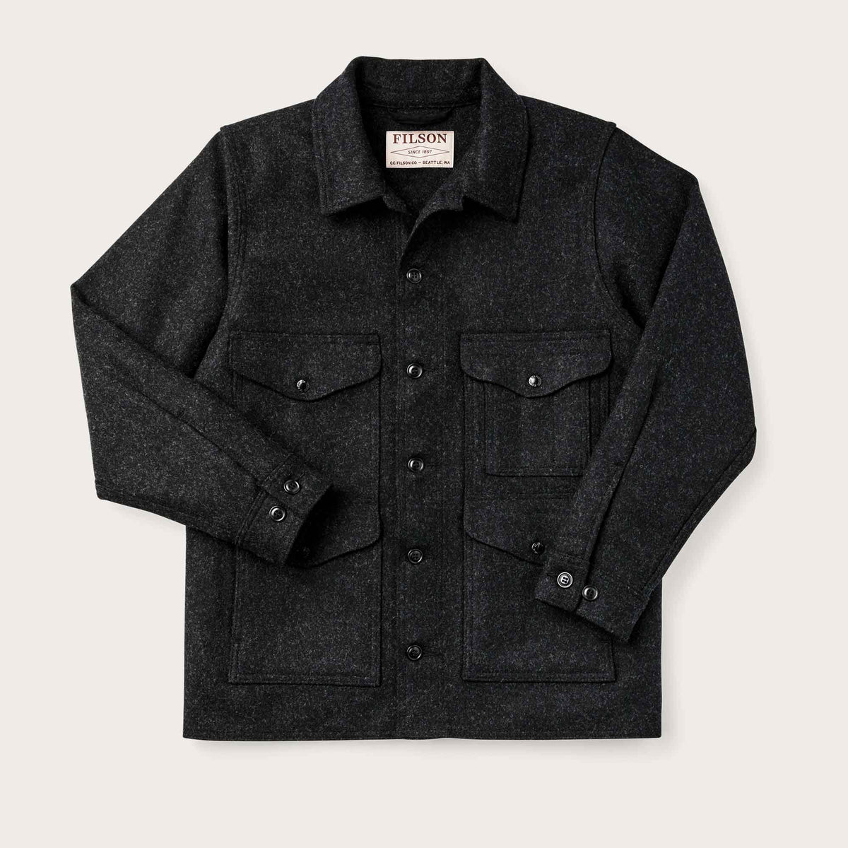 Filson Guide Jacket Mackinaw wool cruiser jacket di Filson | Charcoal (Grigio)