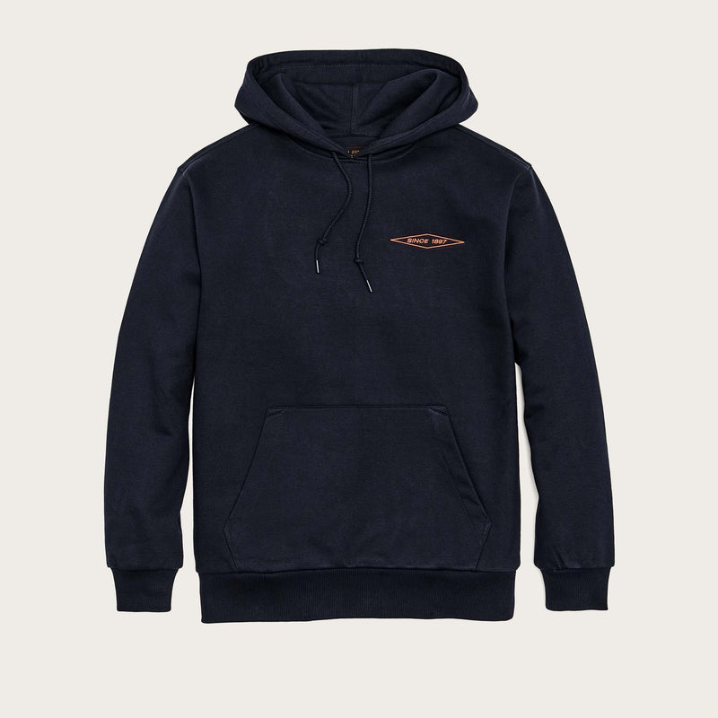 Prospector embroidered hoodie by Filson | Navy / blaze diamond (Blue)