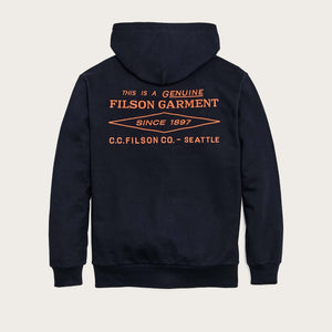 Prospector embroidered hoodie by Filson | Navy / blaze diamond (Blue)
