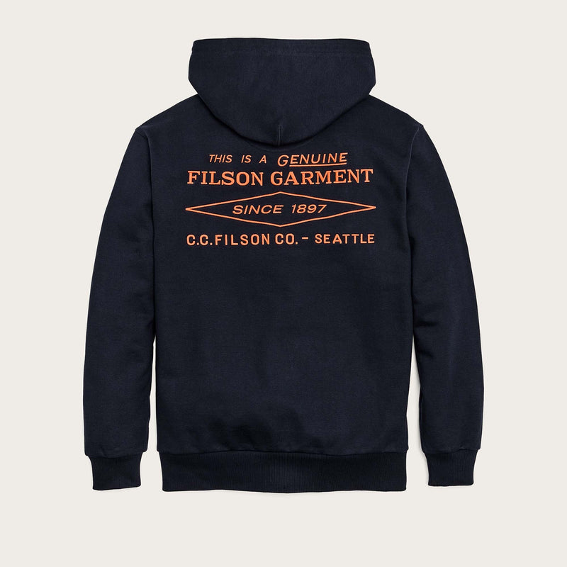 Prospector embroidered hoodie by Filson | Navy / blaze diamond (Blue)