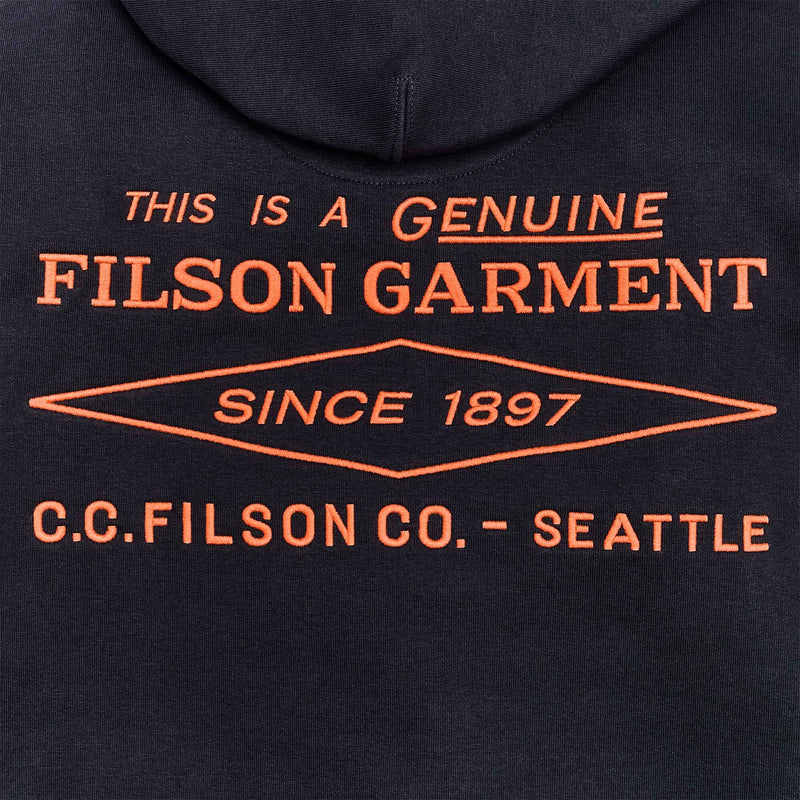 Prospector embroidered hoodie by Filson | Navy / blaze diamond (Blue)