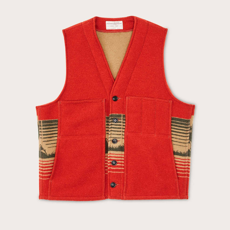 Jacquard wool vest by Filson | Red/khaki/forest multi (Red)