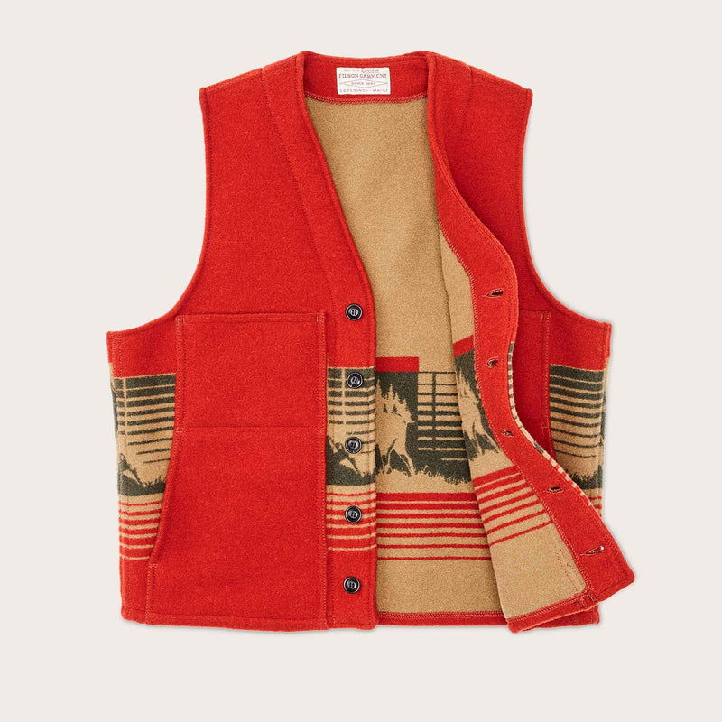 Jacquard wool vest by Filson | Red/khaki/forest multi (Red)