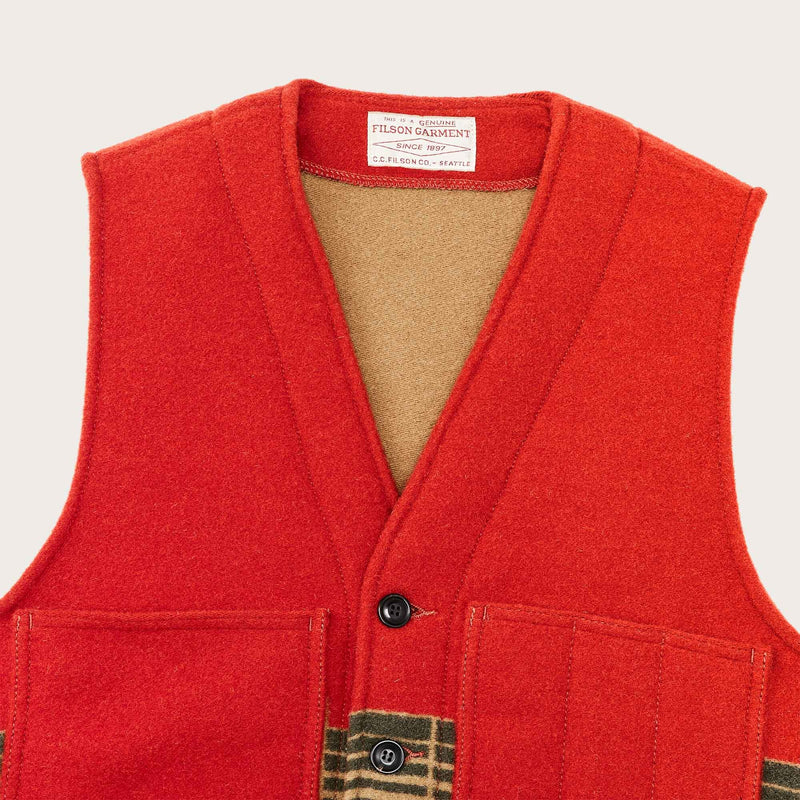 Jacquard wool vest by Filson | Red/khaki/forest multi (Red)