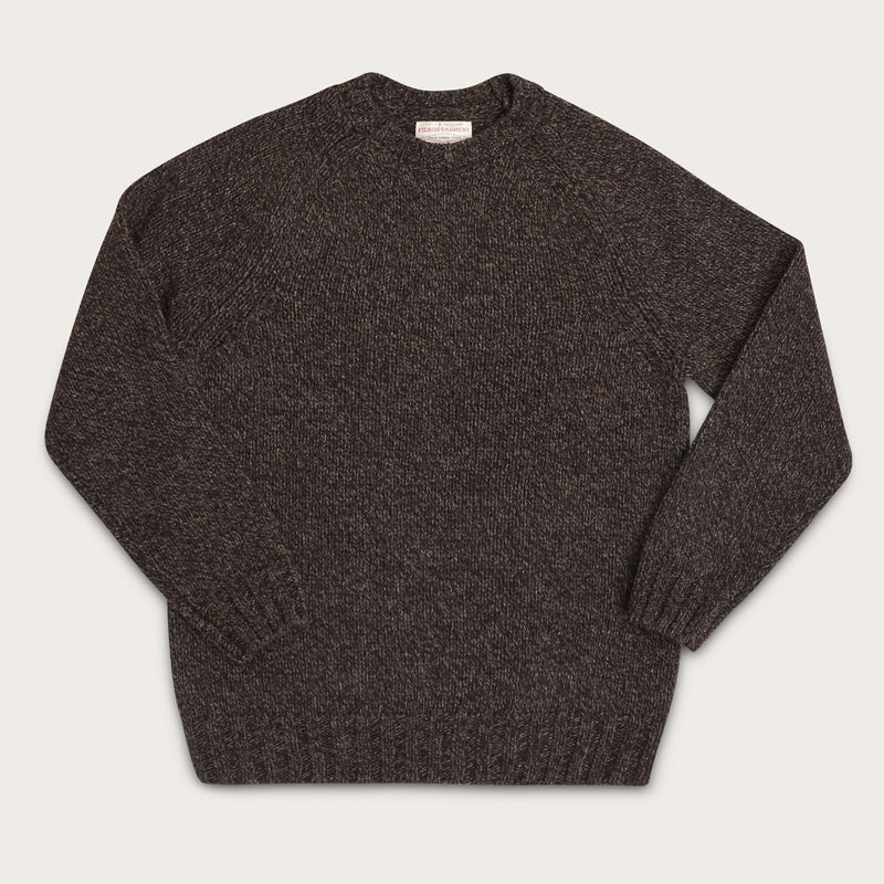 Filson Heritage 3 Gauge Wool Sweater – Black White Melange, Made In Italy (Men's, Crew Neck)
