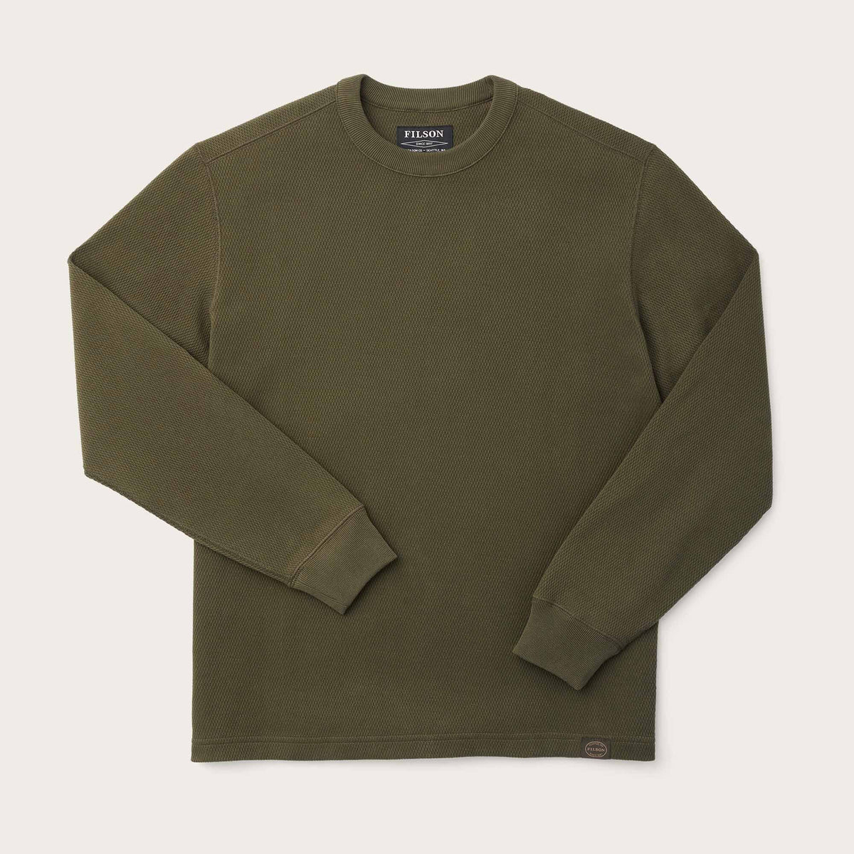 Waffle knit thermal crew by Filson Mossy rock Green